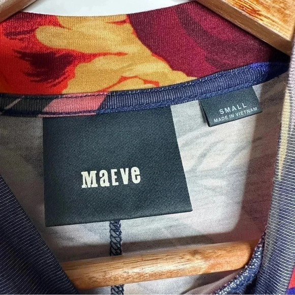 Maeve Anthropologie Navy Floral Sleeveless Mock Neck Swing Dress Size Small - Picture 5 of 9